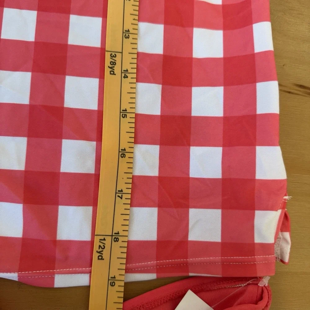 NWT GAP Girls Swimsuit Rashguard Swim Set XL UPF Gingham Pink White New 2 Piece